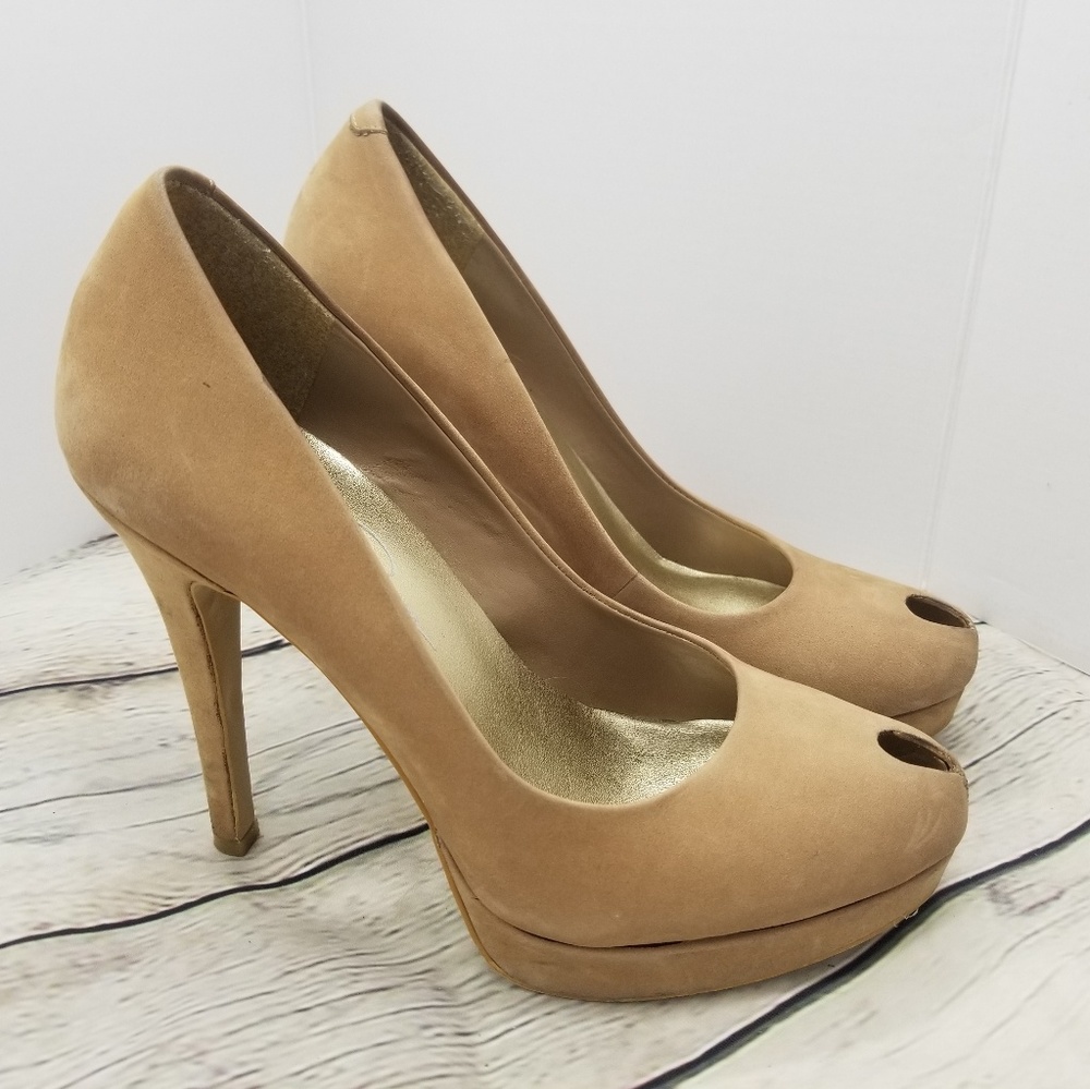 JESSICA SIMPSON TAN SUEDE HEELS